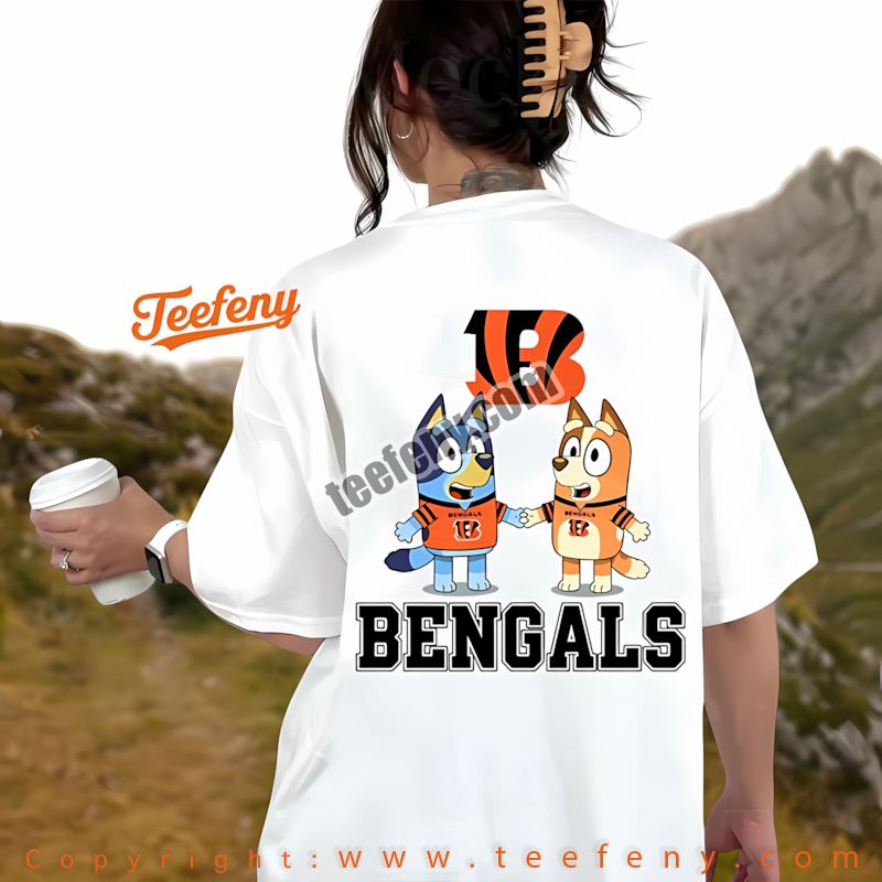 Cincinnati Bengals Bluey Bingo Holding Hands Shirt Graphic