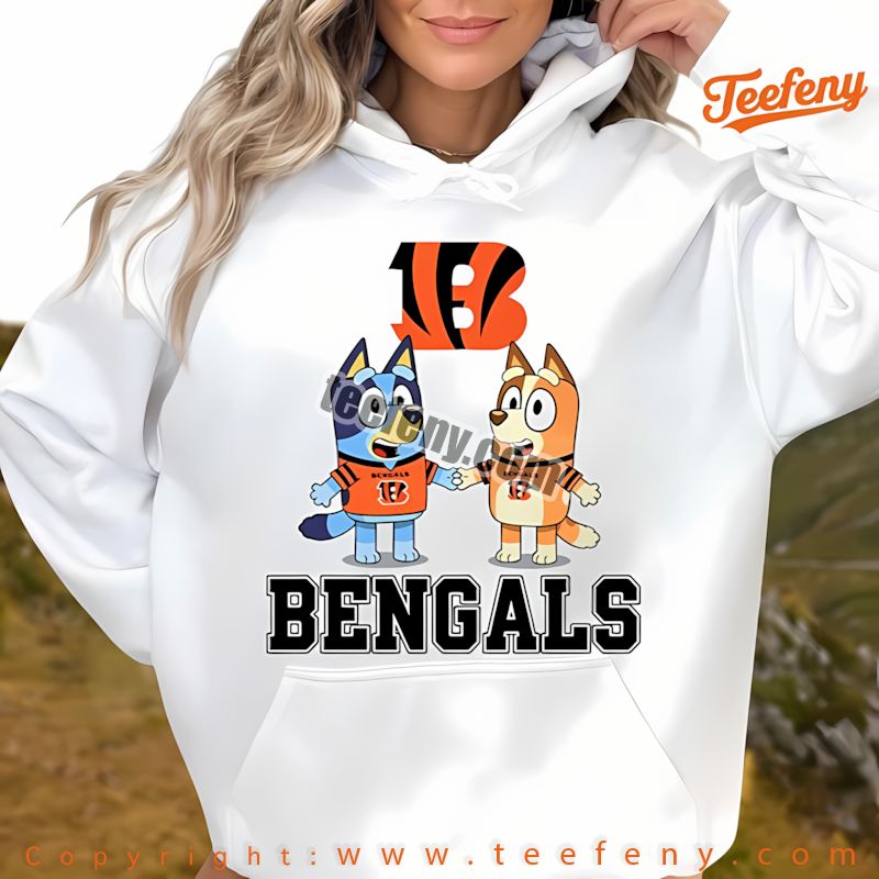 Cincinnati Bengals Bluey Bingo Holding Hands Hoodie Graphic Cincinnati Bengals Bluey Bingo Holding Hands Hoodie Graphic