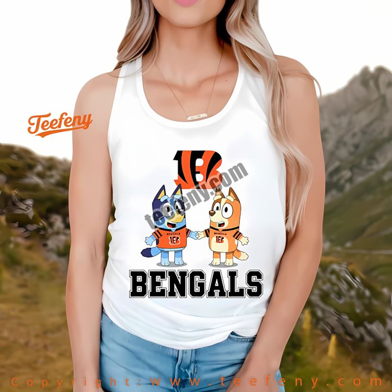 Cincinnati Bengals Bluey Bingo Holding Hands Tanktop Graphic Cincinnati Bengals Bluey Bingo Holding Hands Tanktop Graphic