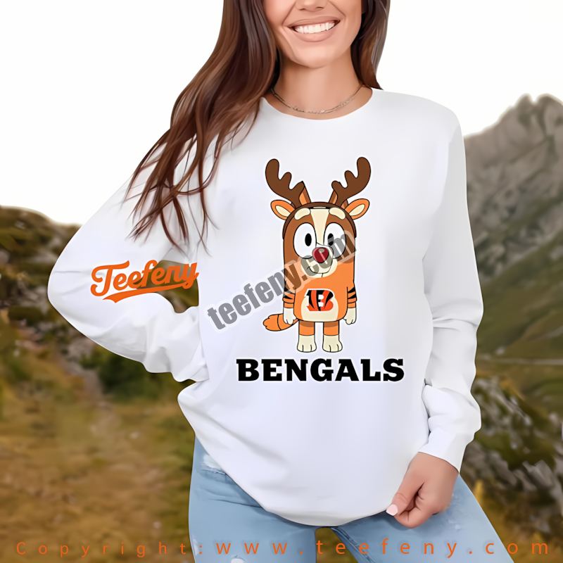 Cincinnati Bengals Bluey Bingo Reindeer Christmas Long Sleeve Vintage Cincinnati Bengals Bluey Bingo Reindeer Christmas Long Sleeve Vintage