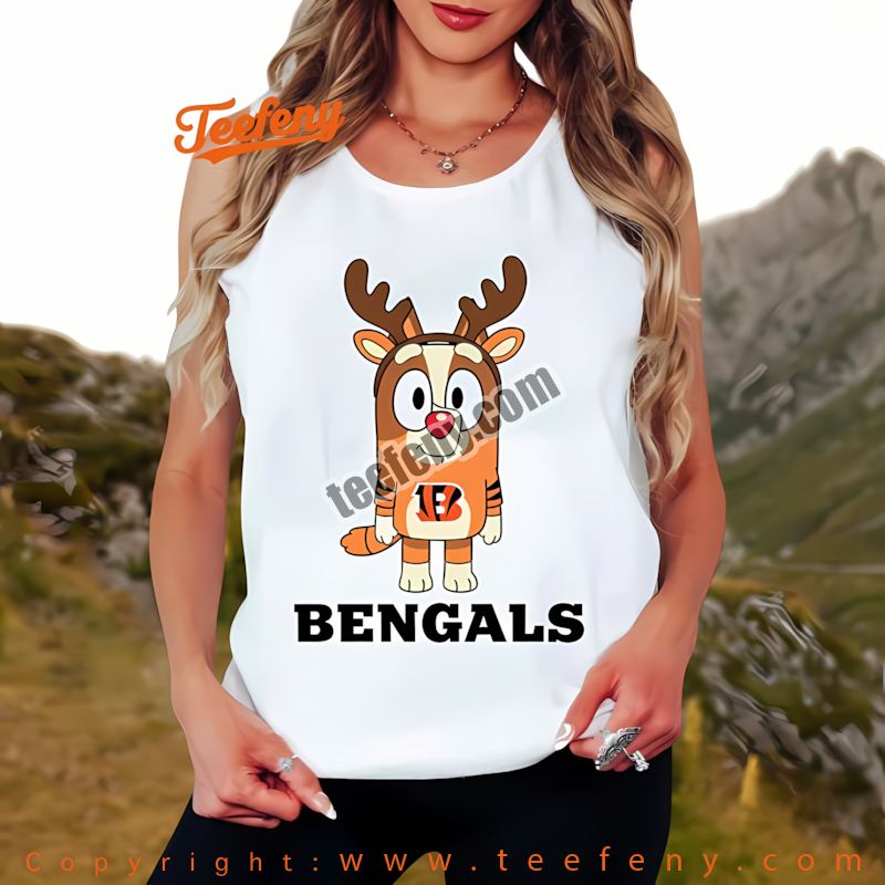 Cincinnati Bengals Bluey Bingo Reindeer Christmas Tanktop Vintage Cincinnati Bengals Bluey Bingo Reindeer Christmas Tanktop Vintage