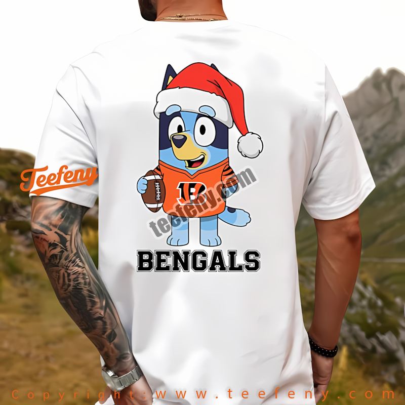 Cincinnati Bengals Bluey Christmas Santa Hat Shirt Men