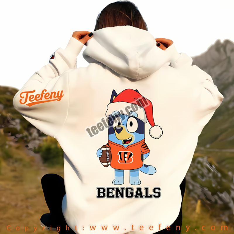 Cincinnati Bengals Bluey Christmas Santa Hat Hoodie Men Cincinnati Bengals Bluey Christmas Santa Hat Hoodie Men