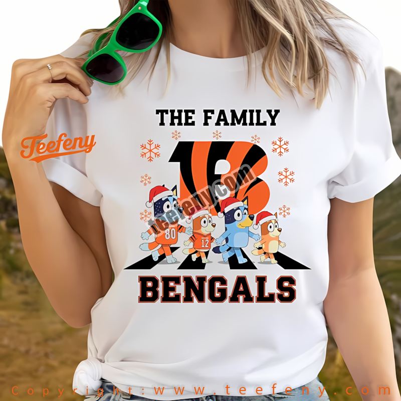 Cincinnati Bengals Bluey Family Christmas Snowflake Shirt Men Women