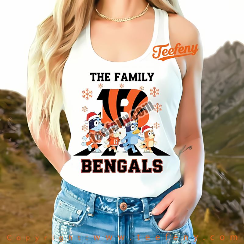 Cincinnati Bengals Bluey Family Christmas Snowflake Tanktop Men Women Cincinnati Bengals Bluey Family Christmas Snowflake Tanktop Men Women