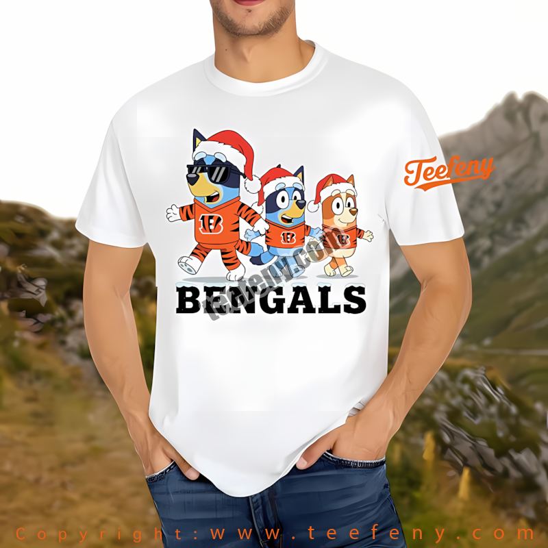 Cincinnati Bengals Bluey Family Santa Hat Christmas Parade Shirt Men Women