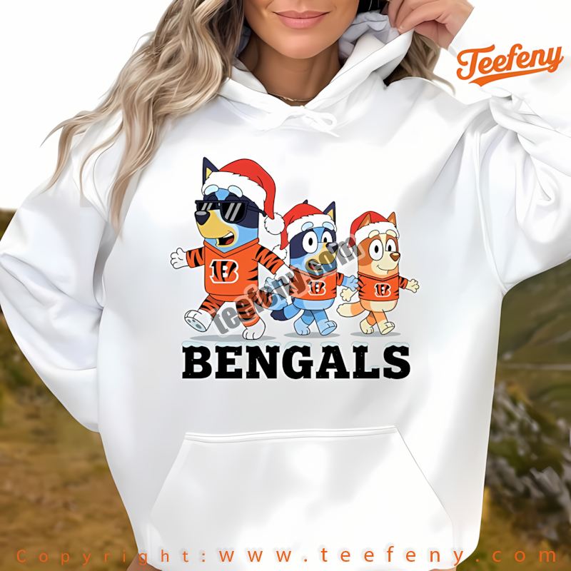 Cincinnati Bengals Bluey Family Santa Hat Christmas Parade Hoodie Men Women Cincinnati Bengals Bluey Family Santa Hat Christmas Parade Hoodie Men Women