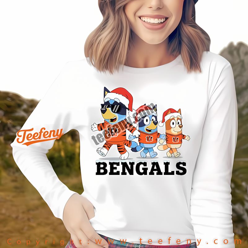 Cincinnati Bengals Bluey Family Santa Hat Christmas Parade Long Sleeve Men Women Cincinnati Bengals Bluey Family Santa Hat Christmas Parade Long Sleeve Men Women