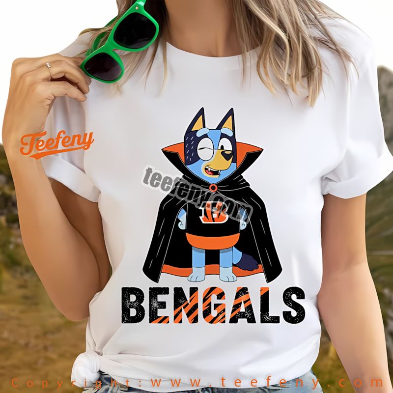 Cincinnati Bengals Bluey Vampire Halloween Shirt Vintage