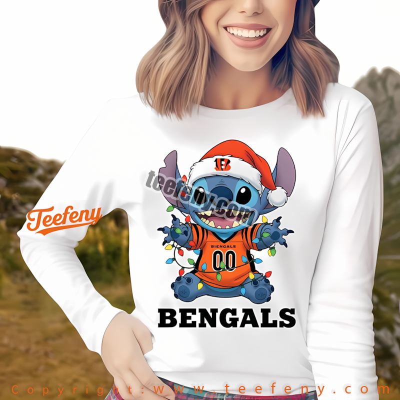 Cincinnati Bengals Christmas Stitch Lights Holiday Long Sleeve Cotton Cincinnati Bengals Christmas Stitch Lights Holiday Long Sleeve Cotton