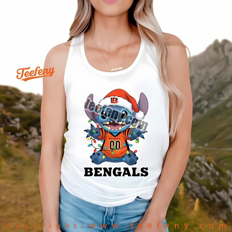 Cincinnati Bengals Christmas Stitch Lights Holiday Tanktop Cotton Cincinnati Bengals Christmas Stitch Lights Holiday Tanktop Cotton