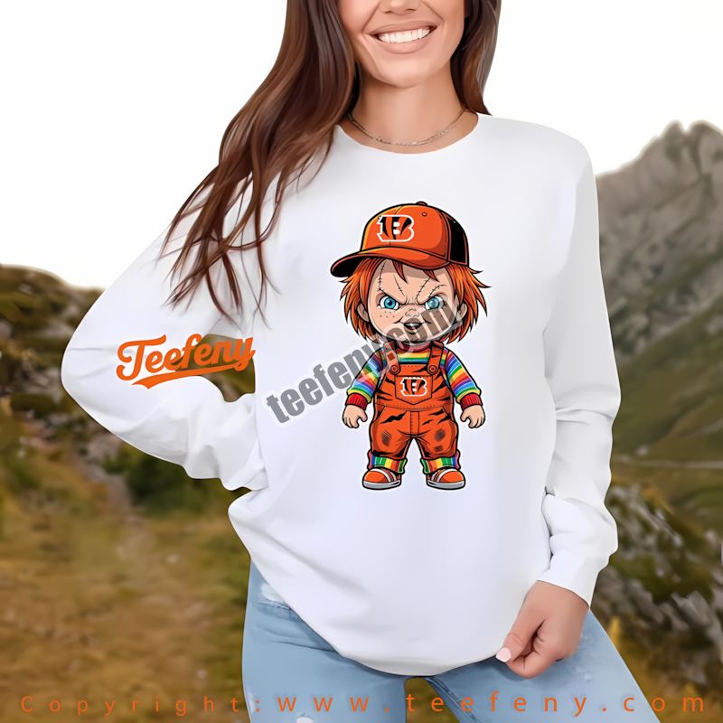Cincinnati Bengals Chucky Killer Halloween Long Sleeve Youth Cincinnati Bengals Chucky Killer Halloween Long Sleeve Youth