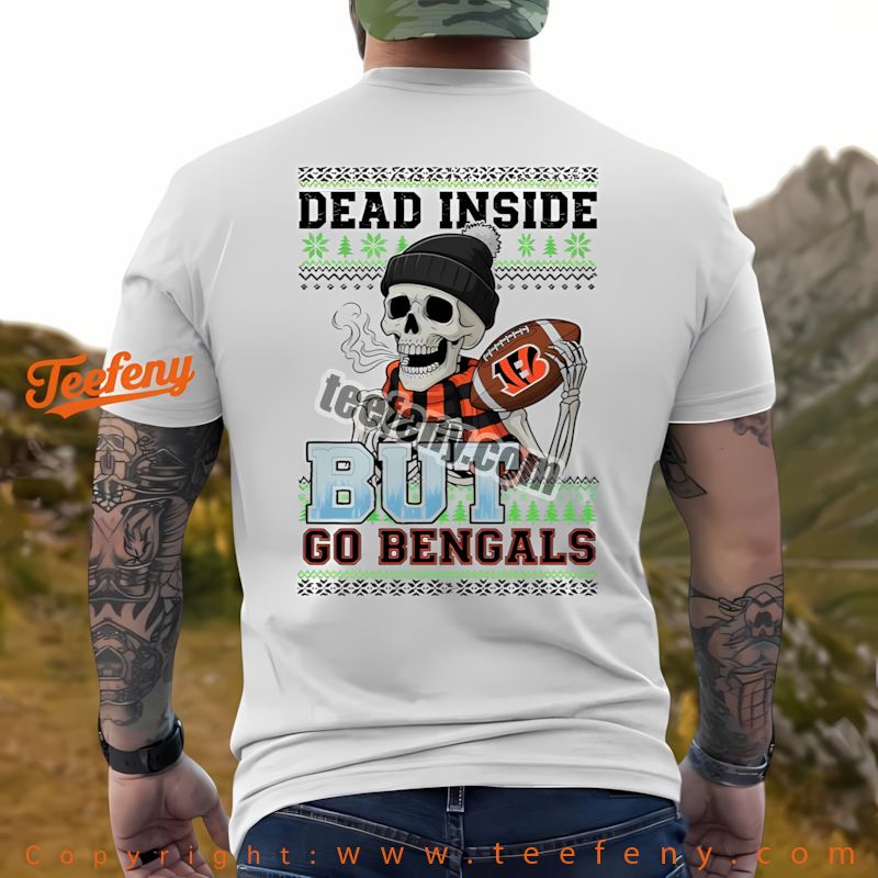 Cincinnati Bengals Dead Inside Christmas Shirt Graphic