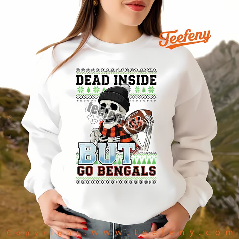 Cincinnati Bengals Dead Inside Christmas Long Sleeve Graphic Cincinnati Bengals Dead Inside Christmas Long Sleeve Graphic