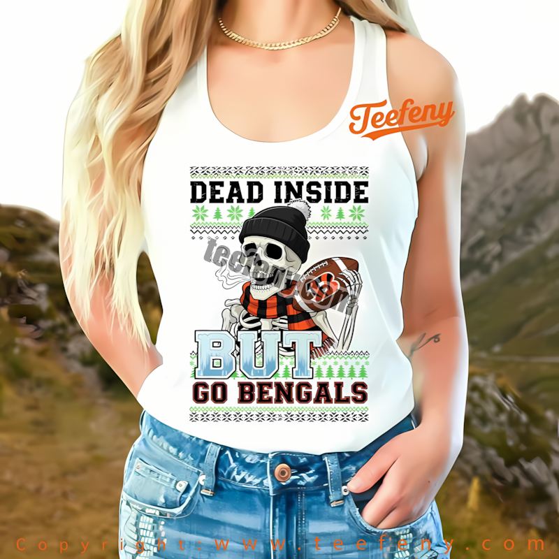 Cincinnati Bengals Dead Inside Christmas Tanktop Graphic Cincinnati Bengals Dead Inside Christmas Tanktop Graphic