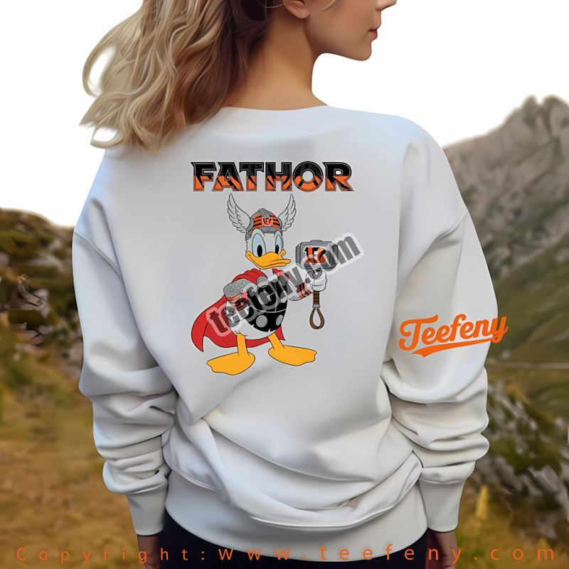 Cincinnati Bengals Donald Duck Fathor Long Sleeve Vintage Cincinnati Bengals Donald Duck Fathor Long Sleeve Vintage