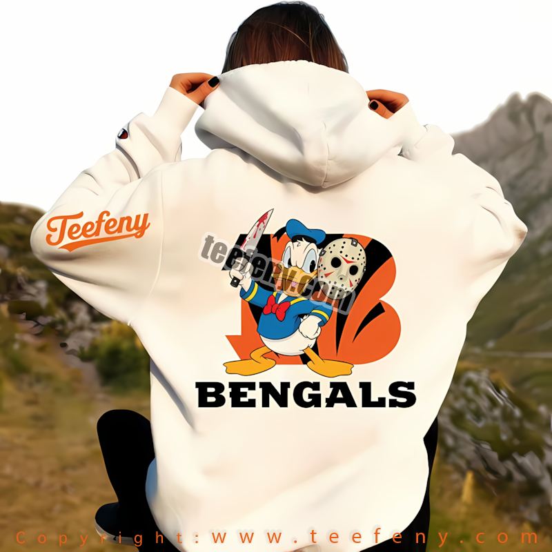 Cincinnati Bengals Donald Duck Jason Mask Halloween Hoodie Men Cincinnati Bengals Donald Duck Jason Mask Halloween Hoodie Men