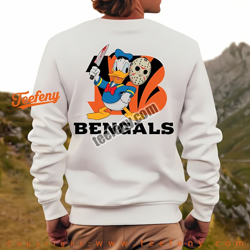 Cincinnati Bengals Donald Duck Jason Mask Halloween Long Sleeve Men Cincinnati Bengals Donald Duck Jason Mask Halloween Long Sleeve Men