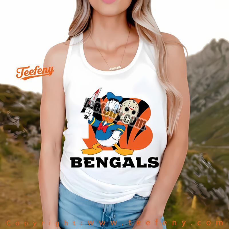 Cincinnati Bengals Donald Duck Jason Mask Halloween Tanktop Men Cincinnati Bengals Donald Duck Jason Mask Halloween Tanktop Men