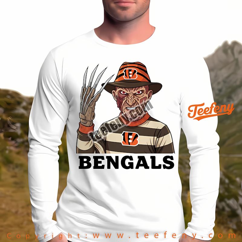 Cincinnati Bengals Freddy Krueger Halloween Long Sleeve Women Cincinnati Bengals Freddy Krueger Halloween Long Sleeve Women
