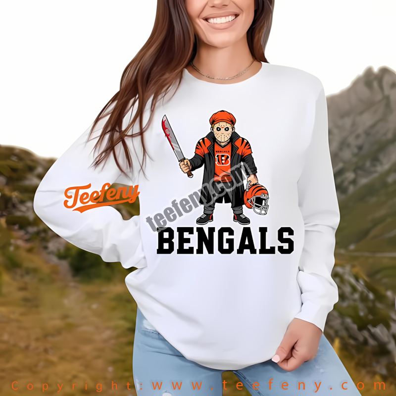 Cincinnati Bengals Jason Voorhees Halloween Long Sleeve Adults Cincinnati Bengals Jason Voorhees Halloween Long Sleeve Adults