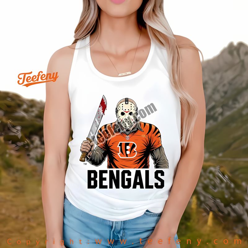 Cincinnati Bengals Jason Voorhees Machete Horror Football Tanktop Graphic Cincinnati Bengals Jason Voorhees Machete Horror Football Tanktop Graphic