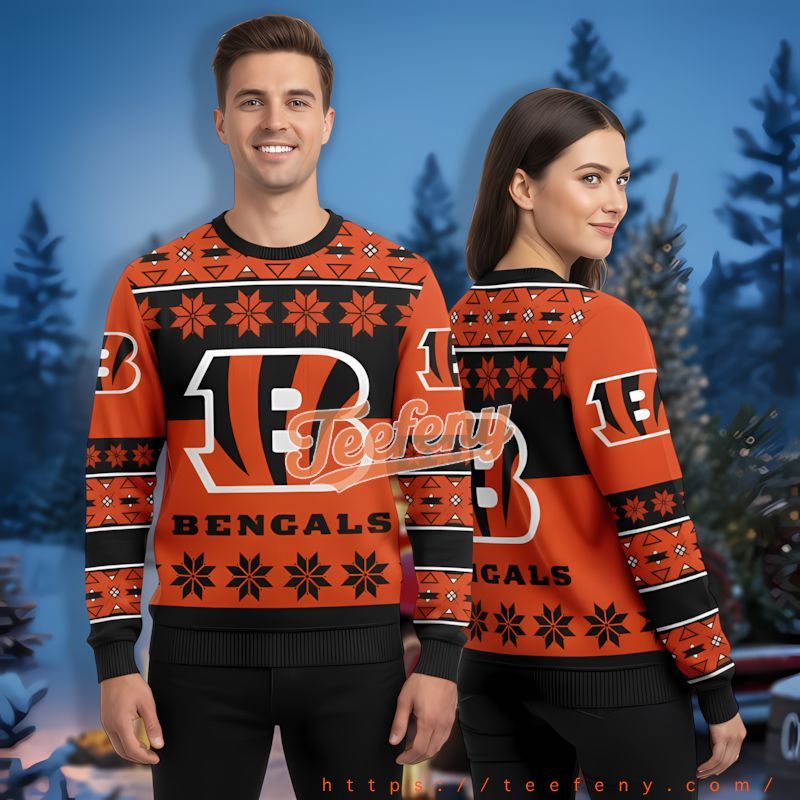 Cincinnati Bengals Orange Black Youth Ugly Christmas Sweater