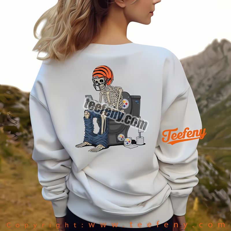 Cincinnati Bengals Skeleton Toilet SLong Sleevelers Rivalry Shirt Men Cincinnati Bengals Skeleton Toilet SLong Sleevelers Rivalry Shirt Men