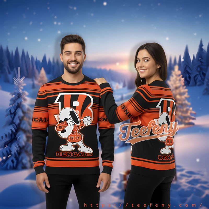 Cincinnati Bengals Snoopy Black Orange Beautiful Christmas Sweaters