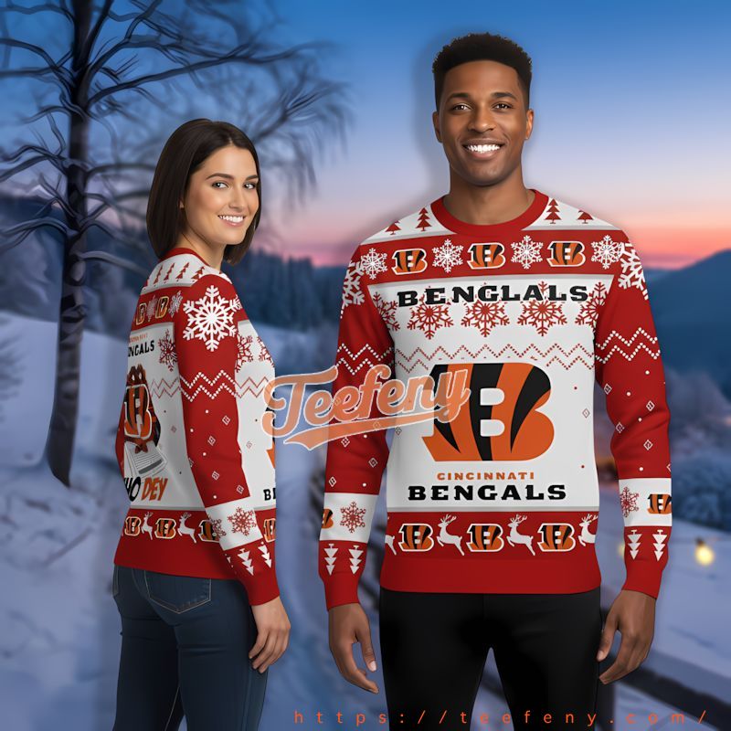 Cincinnati Bengals Who Dey Red White Big And Tall Xmas Sweaters