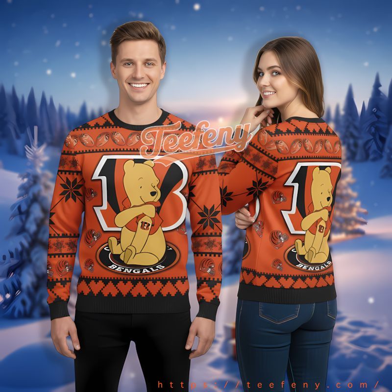 Cincinnati Bengals Winnie The Pooh Black Orange Naughty Ugly Sweater