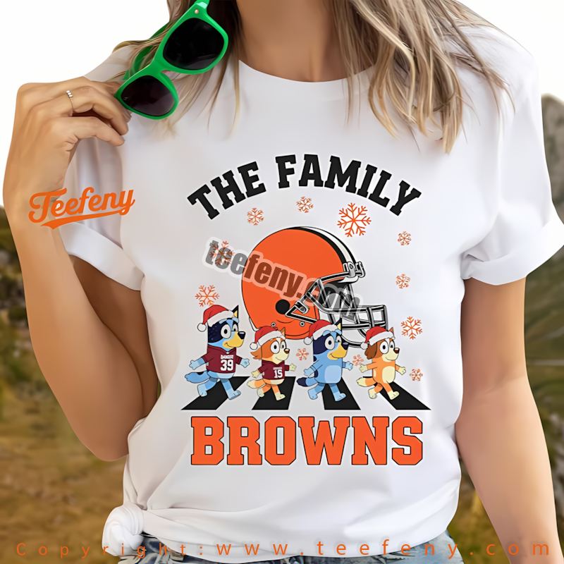 Cleveland Browns Bluey Christmas Santa Hat Shirt Vintage