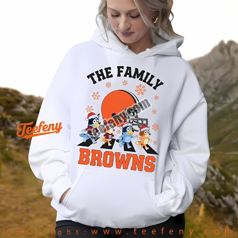 Cleveland Browns Bluey Family Christmas Snowflake Hoodie Cotton Cleveland Browns Bluey Family Christmas Snowflake Hoodie Cotton