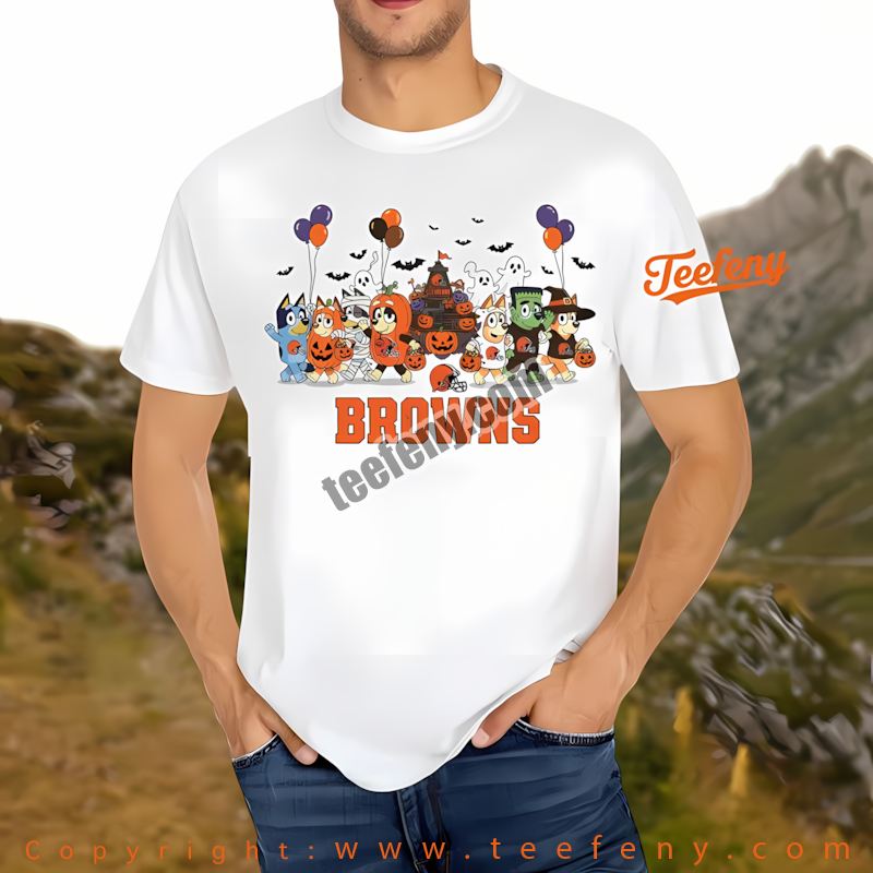 Cleveland Browns Bluey Family Christmas Snowflake Shirt Cotton