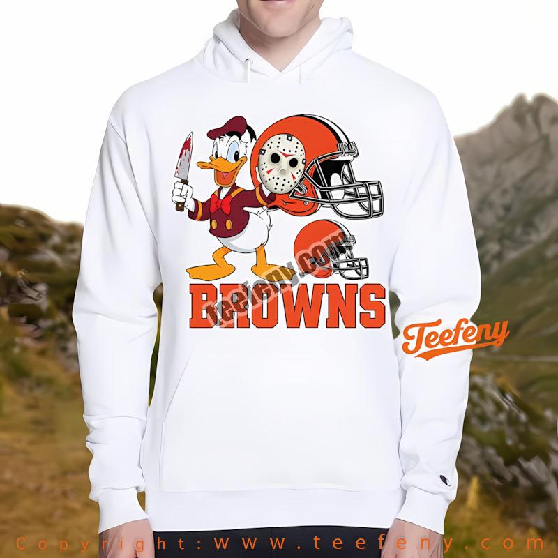 Cleveland Browns Donald Duck Jason Mask Halloween Hoodie Men Cleveland Browns Donald Duck Jason Mask Halloween Hoodie Men