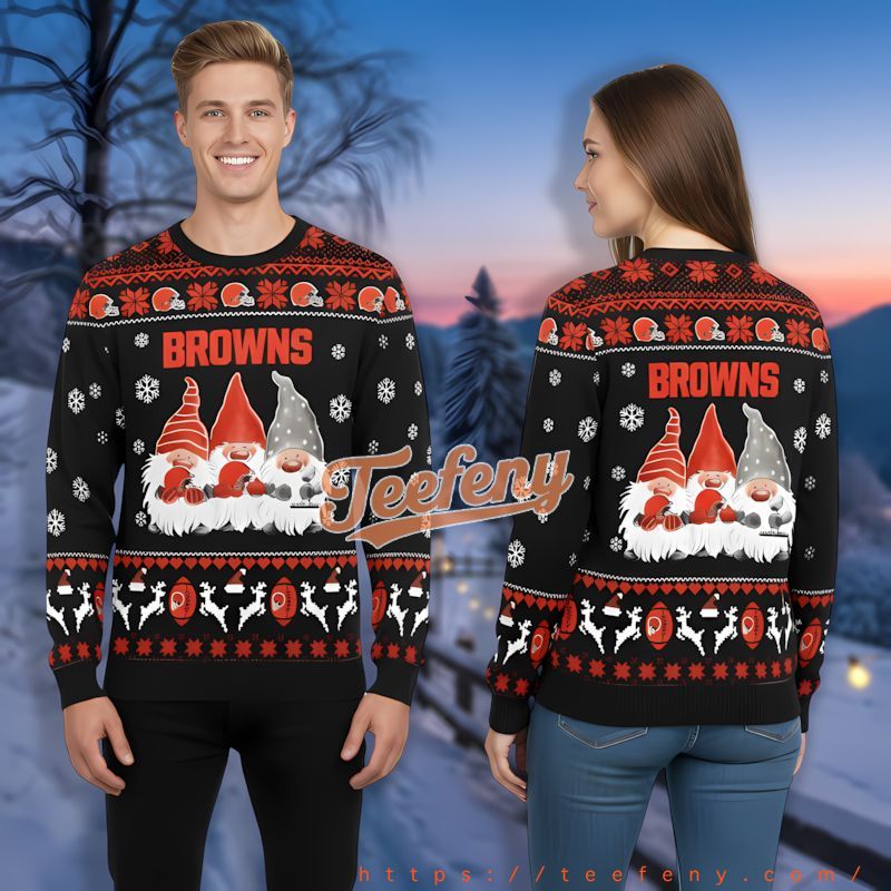 Cleveland Browns Gnome Black Orange Personalized Ugly Sweater