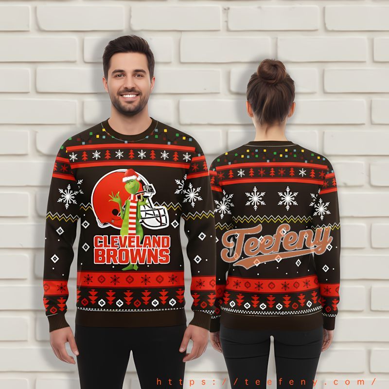 Cleveland Browns Grinch Orange Black Vintage Ugly Christmas Sweaters Cleveland Browns Grinch Orange Black Vintage Ugly Christmas Sweaters
