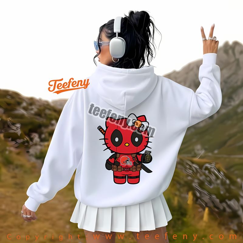 Cleveland Browns Hello Kitty Deadpool Hoodie Youth Cleveland Browns Hello Kitty Deadpool Hoodie Youth
