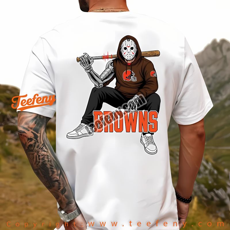 Cleveland Browns Jason Voorhees Machete Horror Football Shirt Graphic