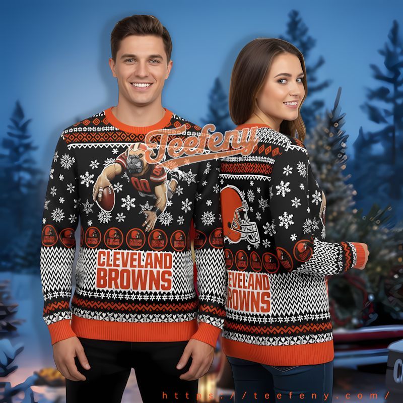 Cleveland Browns Mascot Orange Black Family Christmas Sweaters