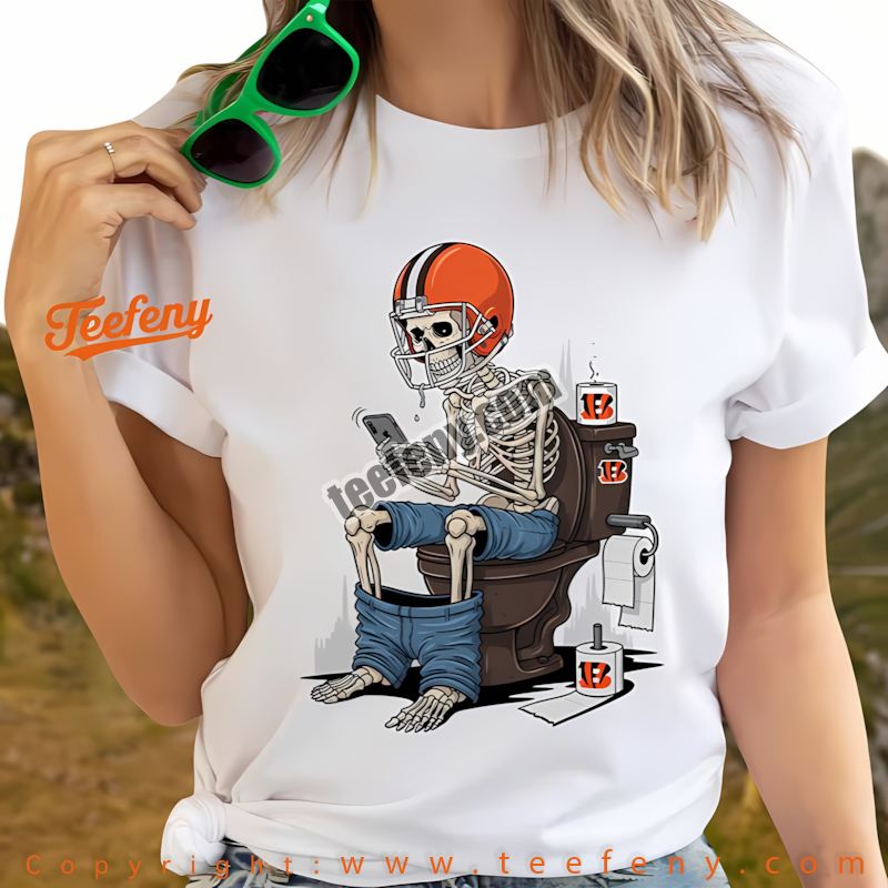 Cleveland Browns Skeleton Toilet Steelers Rivalry Shirt Vintage