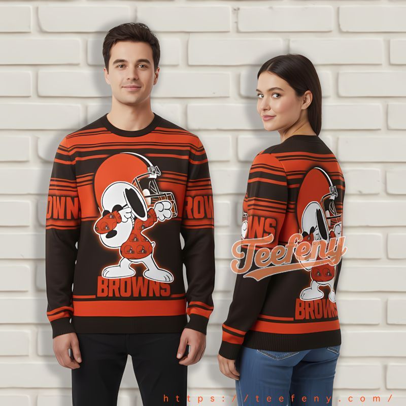 Cleveland Browns Snoopy Orange Black Christmas Sweater Women Cleveland Browns Snoopy Orange Black Christmas Sweater Women