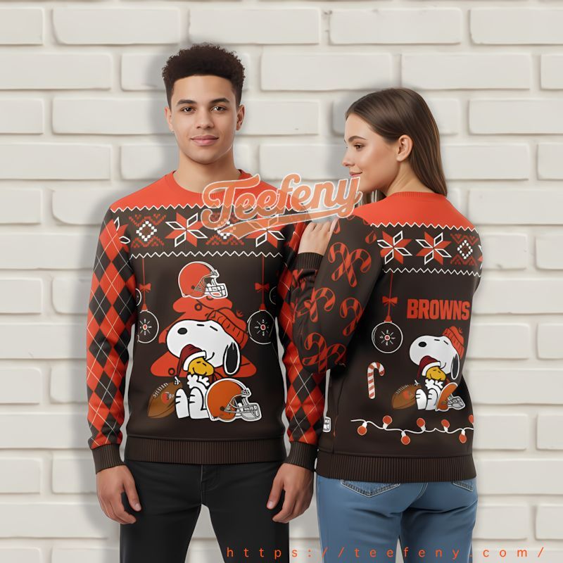 Cleveland Browns Snoopy Woodstock Black Orange Family Christmas Sweaters Cleveland Browns Snoopy Woodstock Black Orange Family Christmas Sweaters