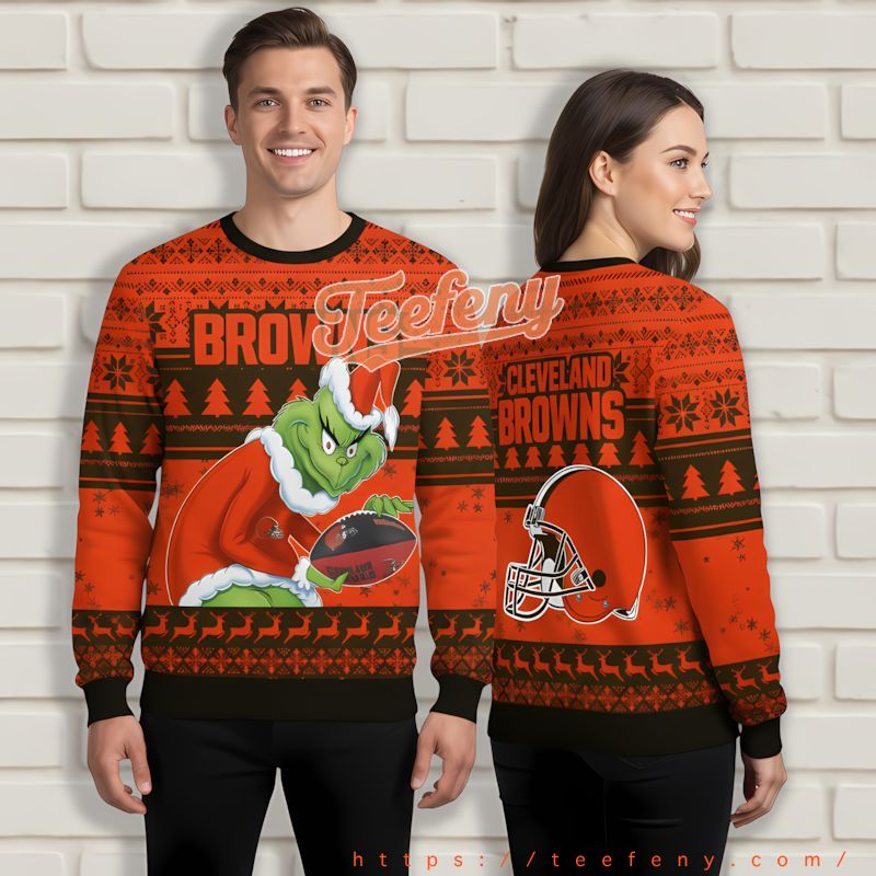 Cleveland Browns The Grinch Stole Xmas Orange Ugly Christmas Sweaters For Sale Cleveland Browns The Grinch Stole Xmas Orange Ugly Christmas Sweaters For Sale
