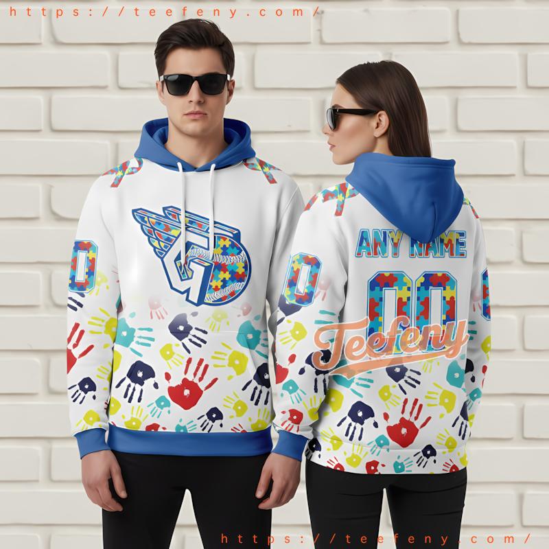 Cleveland Guardians Autism Awareness Handprint 3D Print Hoodie White