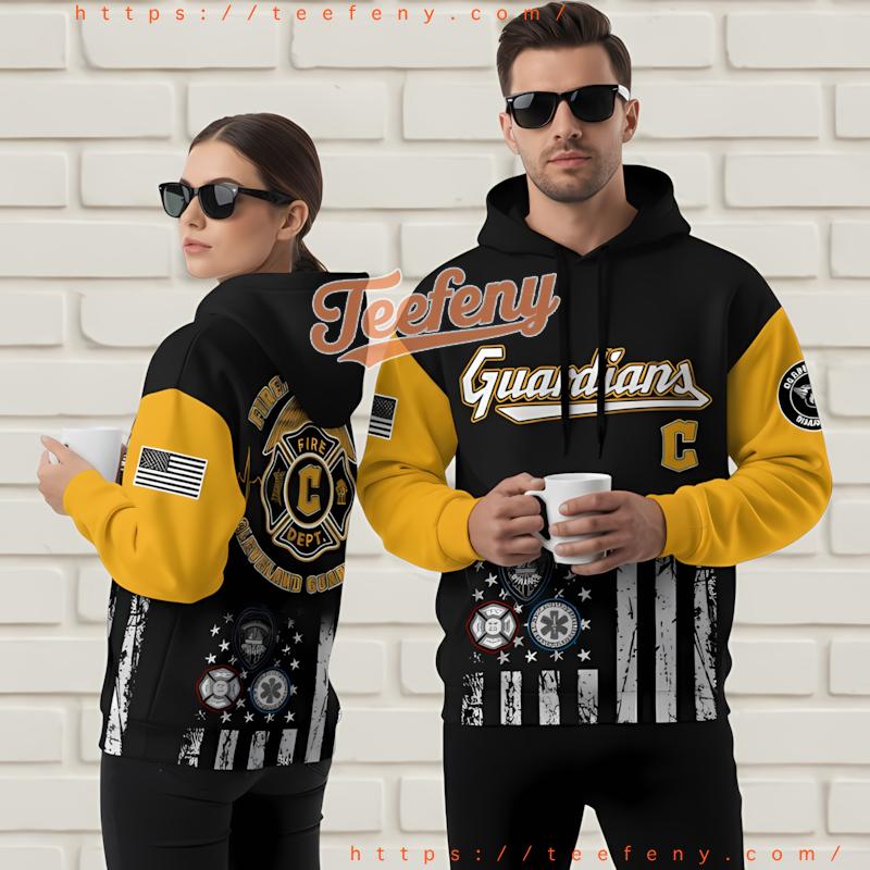 Cleveland Guardians Firefighte 3D Print Hoodie Black Gold
