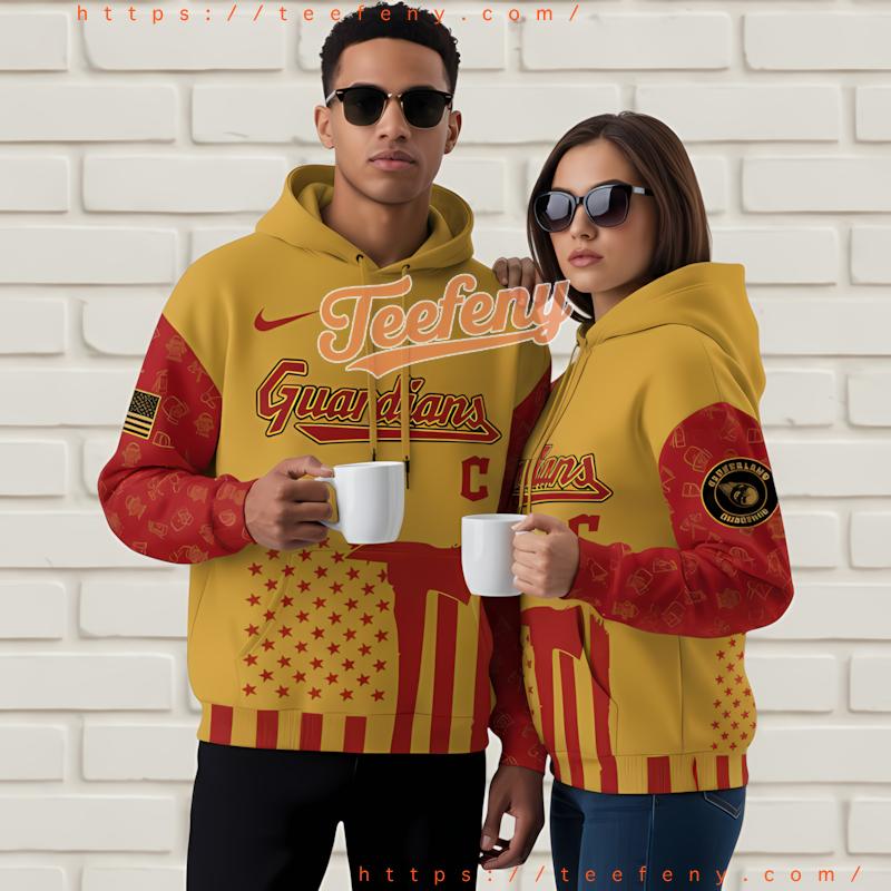 Cleveland Guardians Firefighter American 3D Pullover Hoodie Yellow