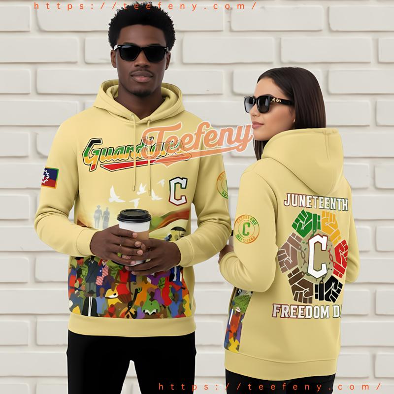 Cleveland Guardians Juneteenth 3D Pullover Hoodie Yellow