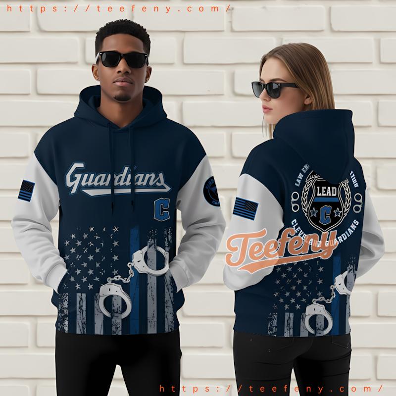 Cleveland Guardians Law Enforcement Handcuffs 3D Pullover Hoodie Navy