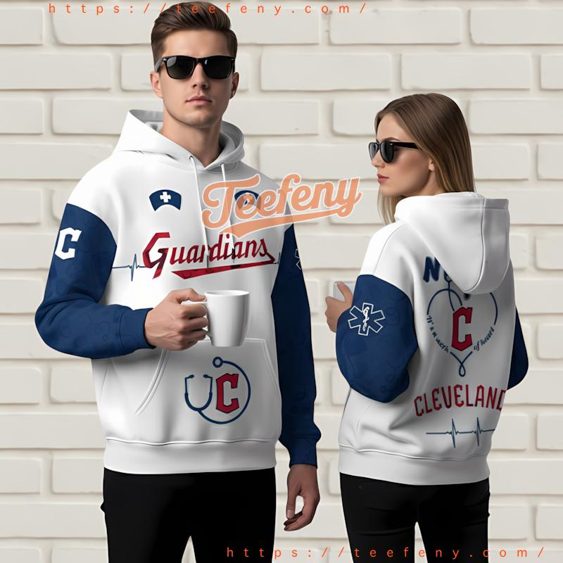 Cleveland Guardians Nurse 3D Hoodie Zipper White
